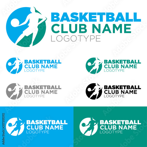 Basketball Club Logo Vector, Player Silhouette Sport Emblem, Modern Professional Team Branding Identity