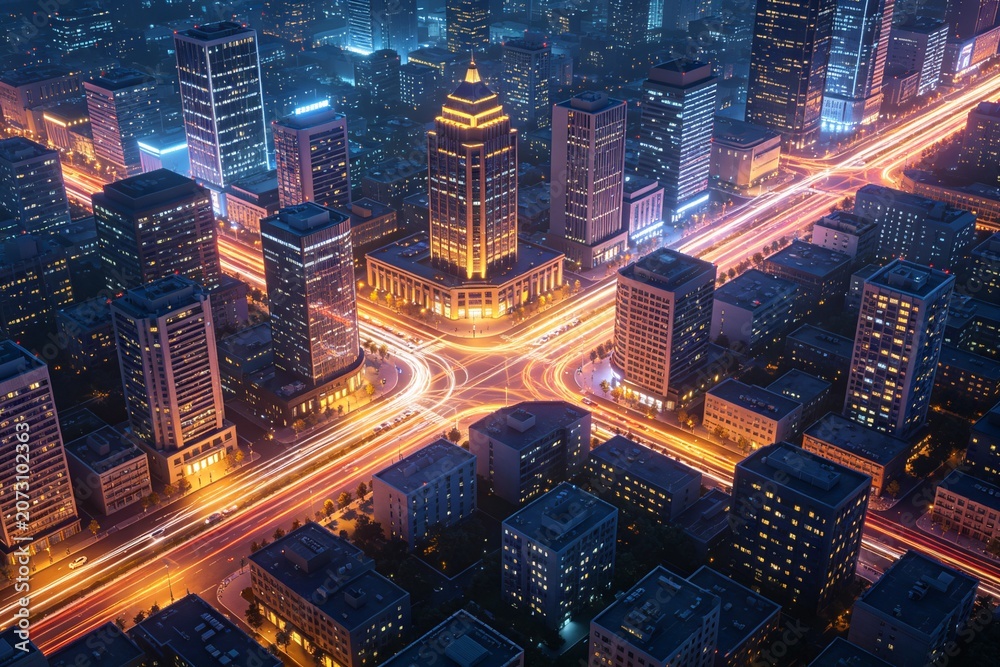 Fototapeta premium City Night View Light Shadow
