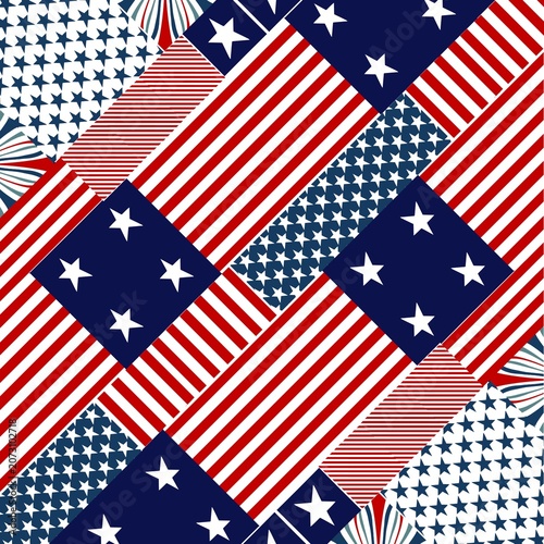 Schilderij op canvas American fabric -inspired pattern creatively formed in the shape of the American flag