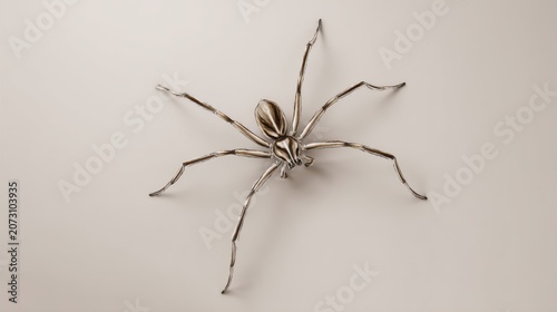 Realistic Silver Spider Model on Neutral Background for Nature Art