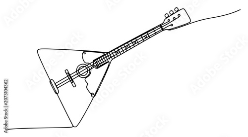 Tableau sur toile Balalaika traditional Russian musical instrument in continuous line art style