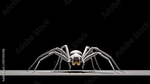 Realistic 3D Model of a Spider Isolated on a Dark Background