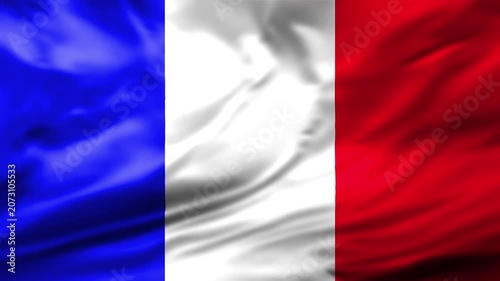 France Flag Waving Animation Background French National Symbol Close Up Video Footage