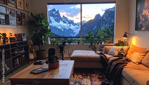 Cozy Living Room with Mountain View.