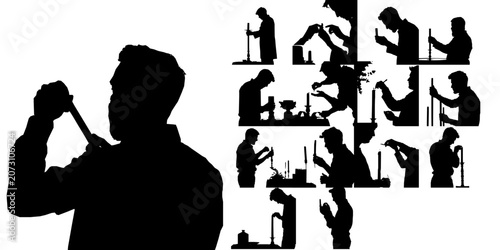 Obraz na płótnie Man Trimming A Candle Wick Silhouette