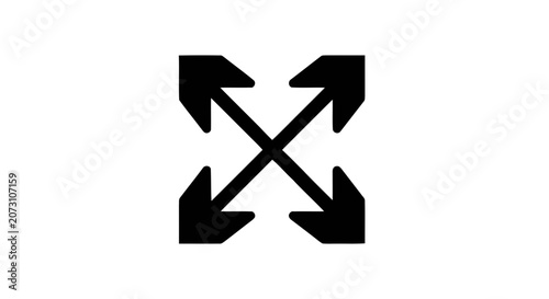 Vector illustration of fourway arrow icon for full screen or expansion on a transparent background