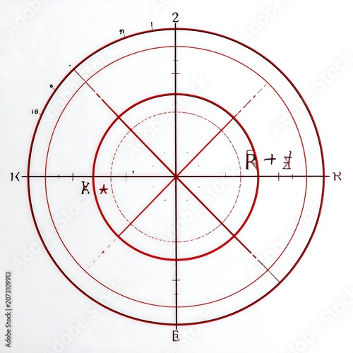 A circular graph with intersecting lines and concentric circles