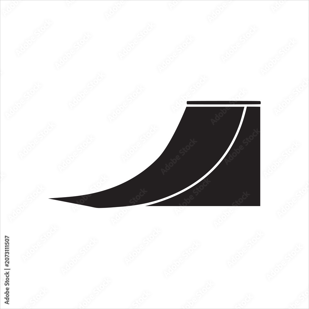 Fototapeta premium Quarter Pipe Ramp Silhouette On White Background