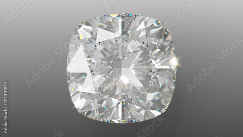 Photos Brilliant Cushion Cut White Diamond Isolated, High-resolution cushion cut clear diamond