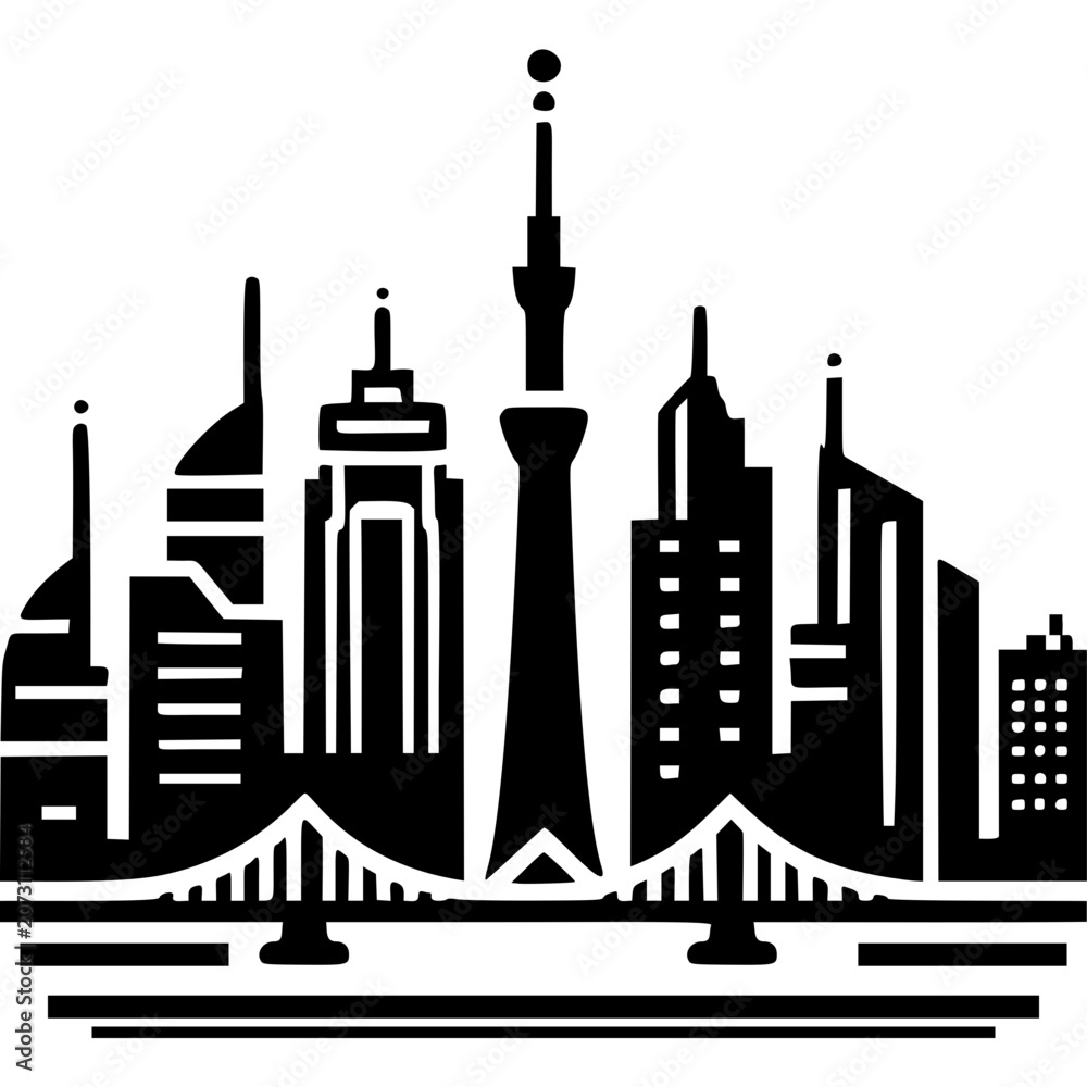 Obraz premium Tokyo Skyline Icon Vector