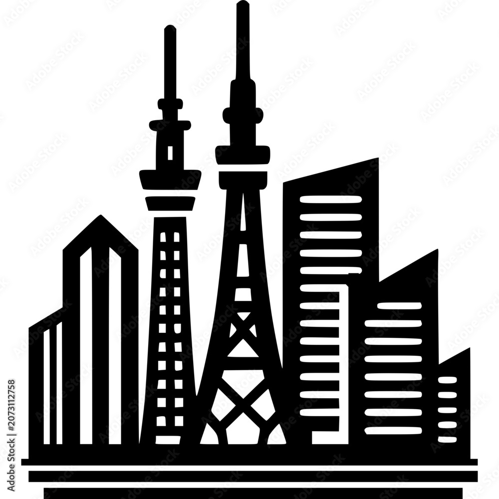 Obraz premium Tokyo Skyline Icon Vector