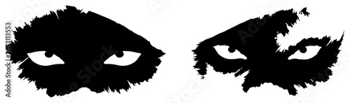 Canvastavla Wild animal eyes staring from dark ragged shadows in dramatic stencil style