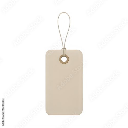 A beige blank tag with a metal loop