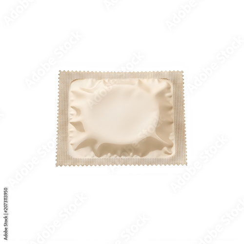 Isolated folded beige envelope on white background