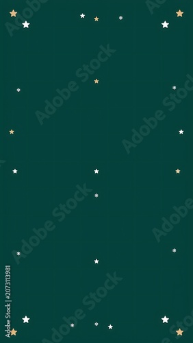 Festive Dark Green Background with Twinkling Stars and Sparkles Border.