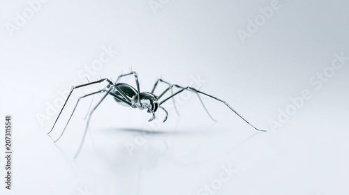 Realistic close-up of a delicate spider on a smooth surface