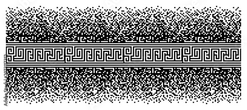 Canvastavla Greek key meander geometric border with stipple noise in abstract style