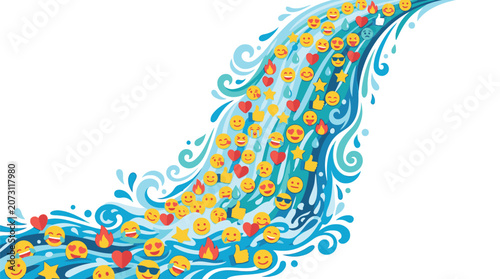 Canvastavla Colorful wave of flowers and petals.