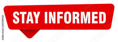 Photos stay informed red sticker isolated on transpatent background