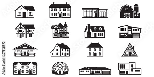 Set of various house and home building icons