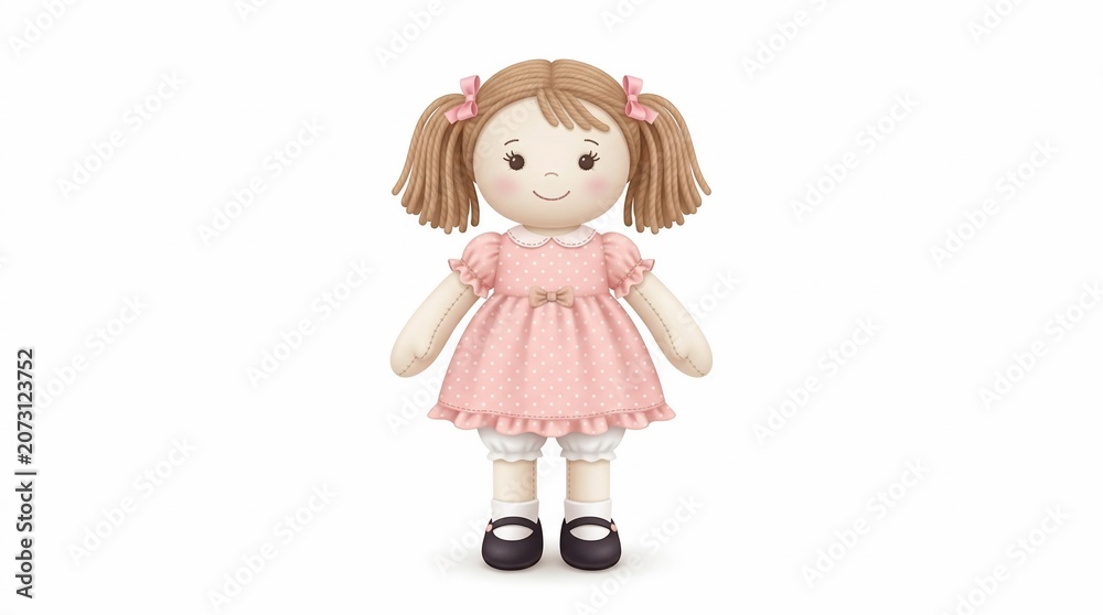Fototapeta premium Cute plush doll with pink dress.