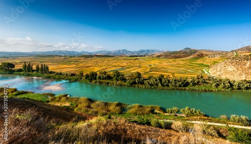 guadalquivir river flowing past rice paddies in andalucia