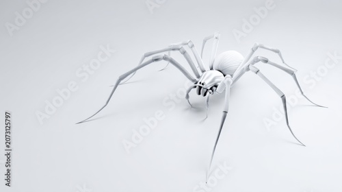 Close-up View of a Realistic White Spider on a Light Background
