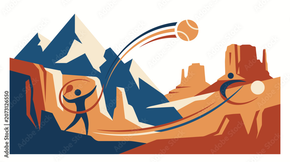 Fototapeta premium National Park Inspired Tennis Illustration