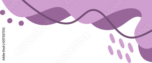 Simple purple fluid shapes frame design with curved lines and dots 