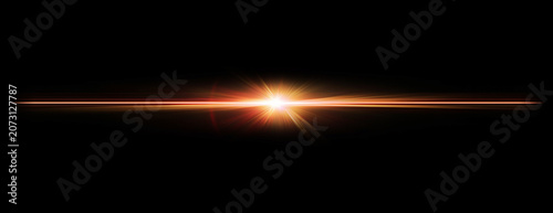 Vibrant Orange Red Horizontal Lens Flare Streak Light Effect Overlay on Black Background for Cinematic Video and Creative Photo Compositing