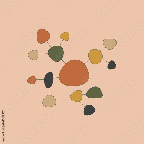 A colorful abstract mind map diagram on a soft background