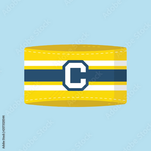 Vibrant yellow captain armband featuring a prominent white letter C