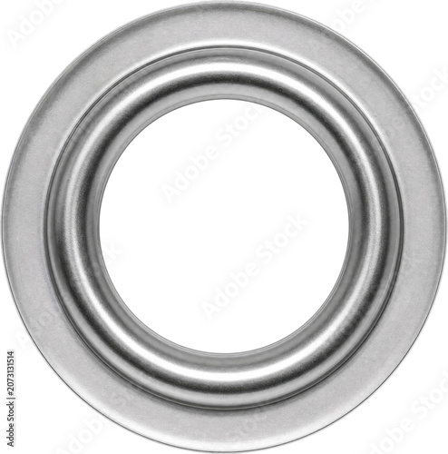 Silver metal grommet eyelet isolated on transparent background