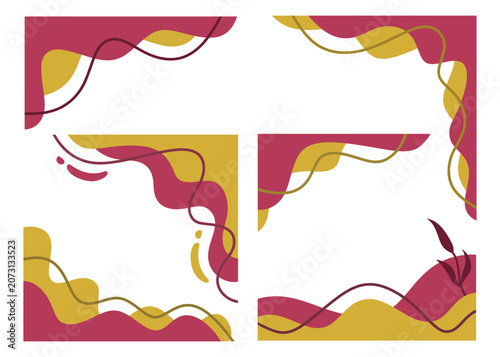 Abstract Red Yellow Organic Design Elements Set 