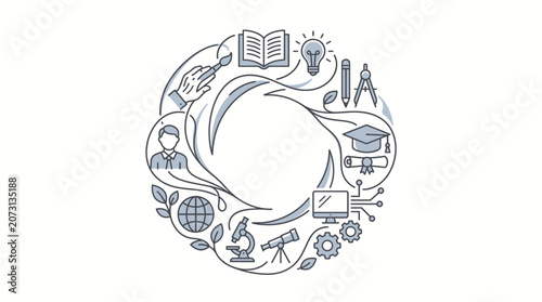 Education and Science Circular Icon Set