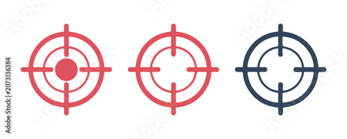 Konstfotografi Red and black sniper crosshairs icons for target acquisition and precision shooting aim concepts