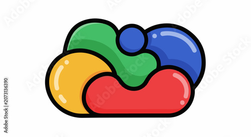 A colorful abstract graphic with rounded shapes