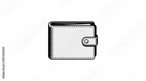 A simple line drawing of a closed leather wallet with a strap