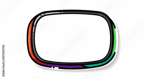 A square frame with rounded corners and a multicolored border