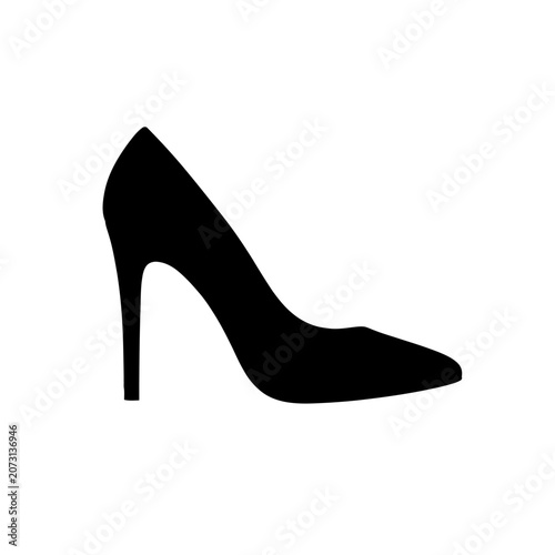 Bild auf Leinwand High Heel Shoe, Stiletto Heel, Black Pump, Fashion Footwear isolated on White Ba