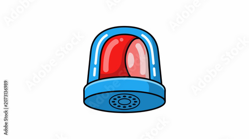 A cartoon-style illustration of a blue and red telephone