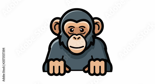 A cartoon monkey with a gray body and light brown face