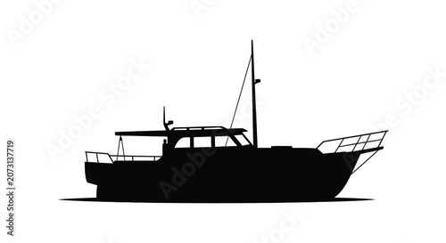 Canvastavla Sailing yacht silhouette against a white background nautical vessel outline