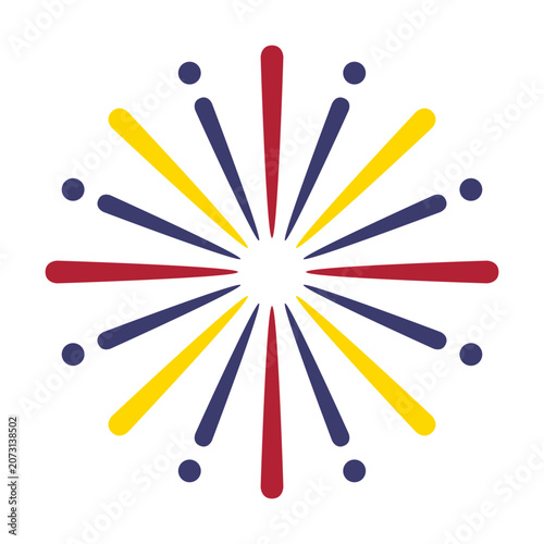 Single Firework Starburst Celebration Icon. Flat colorful vector icon of a single firework burst spark, ideal for Fourth of July party and holiday celebration designs.
