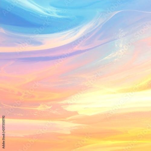 Vibrant colorful sunset sky with clouds.