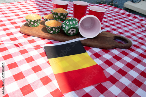 Belgium Football Party with Cakes, Bunting and Match Day Celebrations