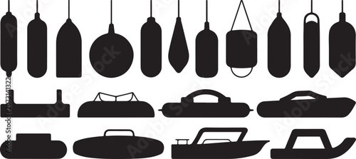 Canvastavla Assorted nautical buoy and marine boat hull silhouettes representing various maritime safety and water vessel shapes for sea navigation