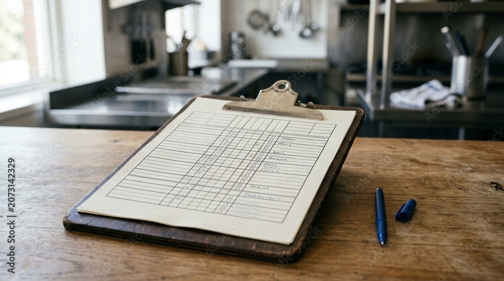 Obraz premium Food Safety Inspection Checklist on Clipboard Official