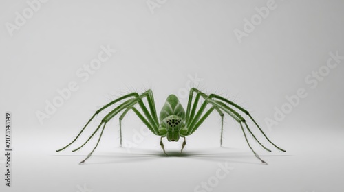 Realistic Green Spider Model on Plain Background for Nature Lovers