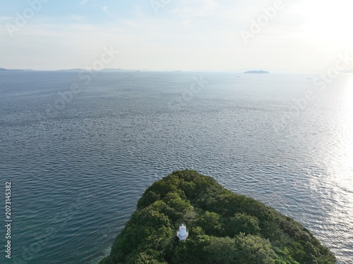 Cuadro en lienzo Aerial View of Kajitori Cape and Lighthouse on the Seto Inland Sea, Imabari, Jap